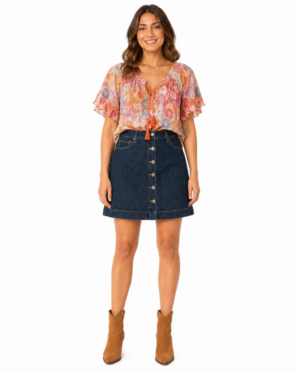 Gap Dark Wash Button Front A-Line Skirt